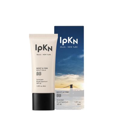 IPKN Moist & Firm BB Cream - Ultra-Hydrating Daily BB Cream with or without SPF40 - Lightweight Non-Greasy Face Base with Antioxidants for Smooth Radiant Skin Light/Medium SPF40 1.35 Fl Oz (Pack of 1)