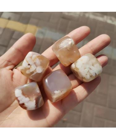 Natural Cherry Blossom Agate Tumbled Flower Agate Crystal Reiki and Energy Crystal Healing (Color : 500g)