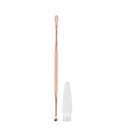 Stainless Steel Double Head Ear Spoon Ergonomic Design Relieves Itching Glossy Rounded Spiral Spring Ear Stick(Rose Gold)