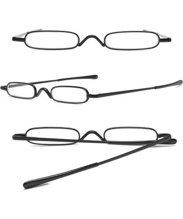 Abetos Mini Narrow Reading Glasses - Compact Lightweight Visual Aid for Men & Women | Fashionable Black 3.0x with Case - Buy Online on GoSupps.com