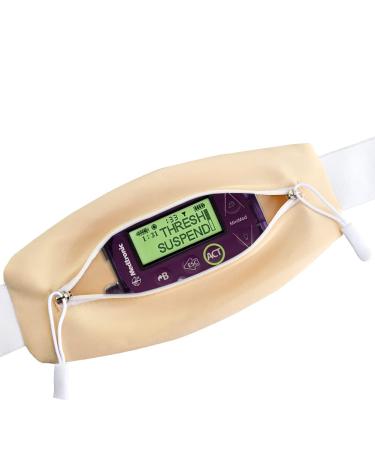Insulin Pump Belt | Diabetic Pump Belt | Diabetic Pump holder | Insulin Pump Waist Band Accessories for T1D Tubing Epipen Glucose Monitor | Beige Double Slide Zipper Pouch | Men Women Adult