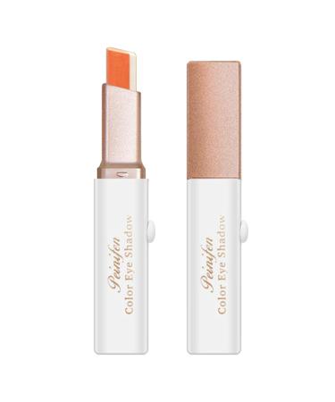 Eyeshadow Stick for Eyes - Natural Pink Brown 6 Gradient Bicolor Shimmer Eye Shadow for Women Girls Eyes Cosmetics Makeup Beginner Matte Finish Shimmer Waterproof Long Lasting Eyeshadow Sillervan 05# Orange Orange