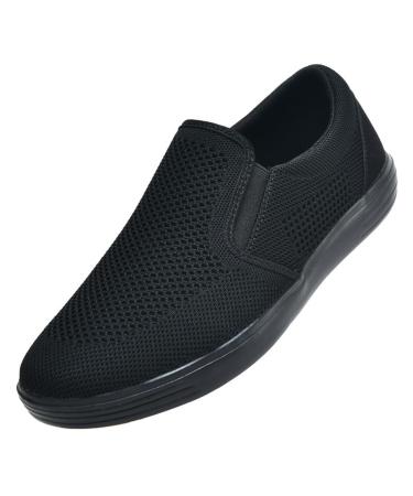 ZZS Men's Slip On Walking Shoes Air Cushion Loafer Tennis Casual Mesh Work Sneakers 43 EU All Black