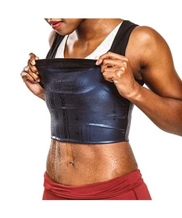 Sweat Shaper Women's Premium Workout Tank Top Slimming Polymer Sauna Vest Large-X-Large Black