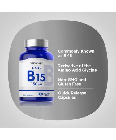 Piping Rock DMG B15 150mg 180 Capsules Non-GMO Gluten Free Supplement - Buy Online on GoSupps.com