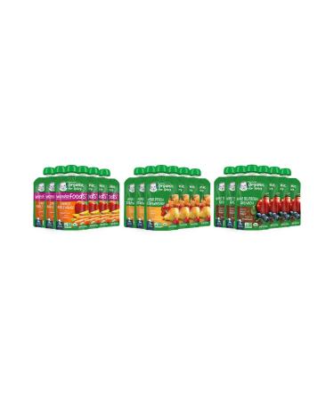 Gerber Organic 2nd Foods Fruit & Veggie Variety Pack Pureed Baby Food 3.5 Ounce Pouch 18 Count (Packaging May Vary)