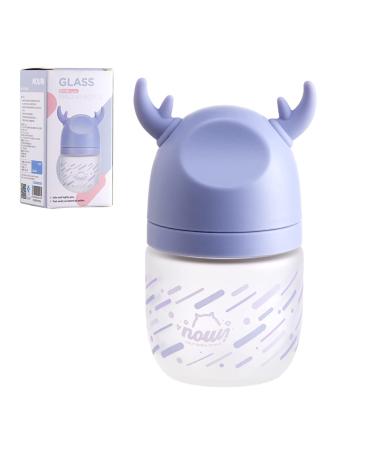 Nouri Glass Baby Bottle with Silicone Sleeve Suitable for Newborn Babies Closer to Breastfeeding for Newborn Babies Infant3 oz Purple (1 Count)