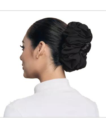 Plain Chiffon Elasticated Scrunchie Hair Bobble Bun Under Hijab Volumiser (Black)