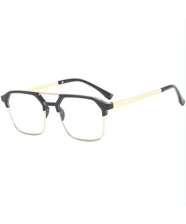 Stylish Double Bridge Half Frame Reading Glasses for Women and Men Blue Light Blocking Computer Readers 1.5x Gold