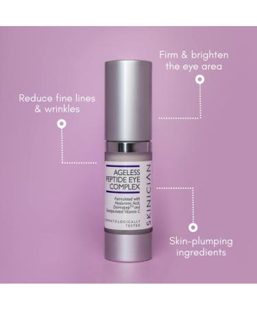 SKINICIAN Ageless Peptide Eye Complex - Anti-Wrinkle Eye Cream with Hyaluronic Acid & Vitamin C - Peptide Serum Eye Cream for Dark Circles - Stimulate Collagen Product - Vegan & Cruelty Free (15ml) - Buy Online on GoSupps.com