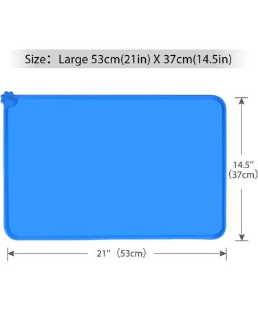 Toplory Waterproof Non-Slip Silicone Pet Bowl Pad - 53x37cm Blue Feeding Mat for Dogs & Cats | International Shipping - Buy Online on GoSupps.com