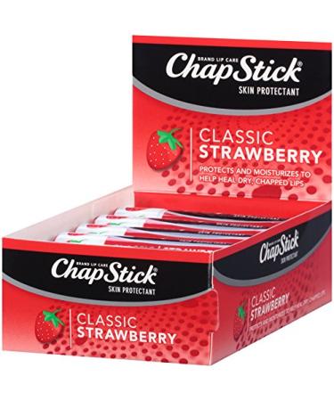 ChapStick Classic (1 Box of 12 Sticks 12 Total Sticks Strawberry Flavor) Skin Protectant Flavored Lip Balm Tube 0.15 Ounce Each Strawberry 0.15 Ounce (Pack of 12)