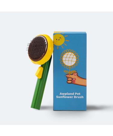 Pet Sunflower Slicker Brush, Self Cleaning Brush for Short or Long Haired Cats and Dogs, Waterproof and Easy to Clean- Shedding and Grooming Tool for Pets, Remove Loose Hair, Fur, Undercoat, Mats, Tangled Hair, knots