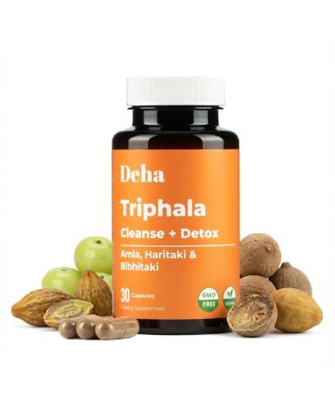 Triphala Capsules Immune Support & Digestive Health with Amla, Haritaki & Bibhitaki Gut Cleanse, Detox, Bloating Relief GMP Certified, Non-GMO, Vegan 30 Count