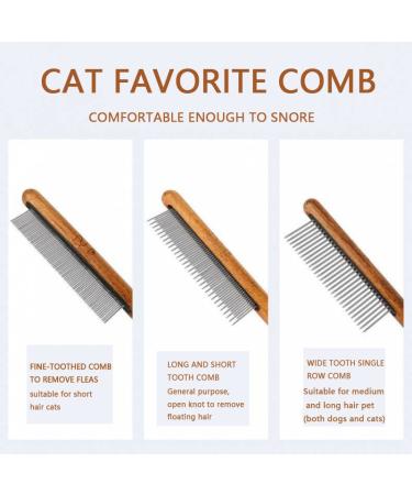 Longbest Steel Pet Comb for Cats & Dogs - Knot Remover Skin-Friendly Wooden Handle Feline & Canine Care - Buy Online on GoSupps.com