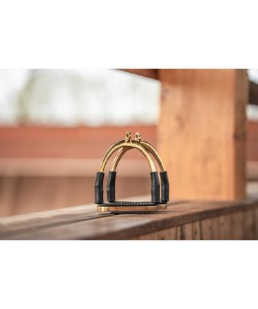 Equinate Safety Bar Charles 12cm Gold | Anti-Slip Rubber Tread Stirrup for Adults & Children | Ankle Relief - 2 Pieces - Buy Online on GoSupps.com