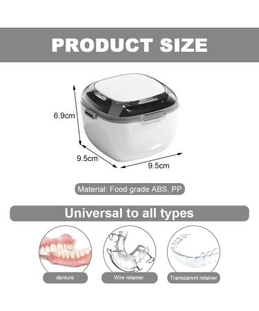 GmeDhc Toothpick Box with Strainer Portable Denture Box with Lid Invisible Toothpick Storage Box for Jaw Orthopedic Retainer Storage and Cleaning of False Teeth White - Buy Online on GoSupps.com