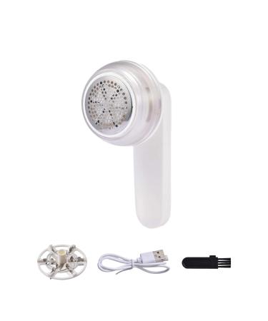 Rechargeable Fabric Shaver - Replaceable Fabric Shaver Fuzz Remover | Multifunctional Sweater Lint Shaver | USB Charging Pilling Trimmer with Stainless Steel Cutter for Sweaters Blanket and Couch White