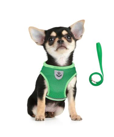 Femax dog harness and linen set for dogs soft mesh padded dishes for puppies and cats reflective adjustable breathable breathable breastware for walking running training s (breast 30-34 cm) green