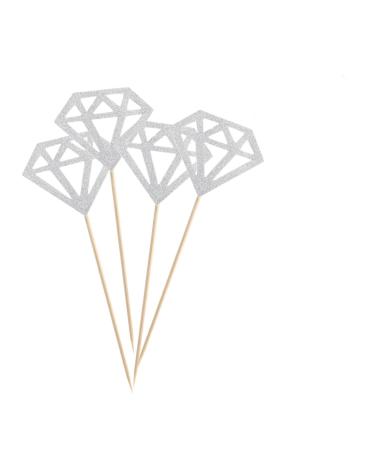 KONTONTY 50pcs Gold Diamond Topper Appetizers Decorations Wedding Diamond Picks Home Ornament Fruits Cake Diamonds Fruitcakes Happy Birthday Topper Anniversary D cor Commemorate Muffin Silver medium