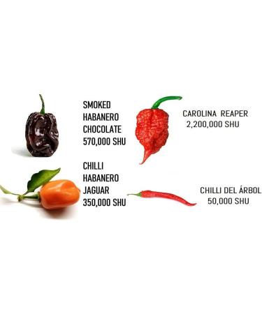 Habanero Jaguar Chocolate Carolina Reaper and Arbol chili pepper in 3 wooden cubes 6gx2g+2gx2gx. - Buy Online on GoSupps.com