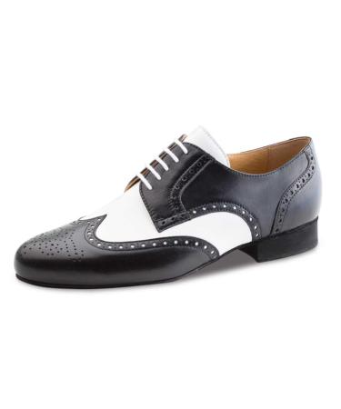 Werner Kern Men's dance shoes 28023 - Leather/Velor leather black/gray - normal - 2 cm standard paragraph - Made in Italy 45 1/3 EU black white