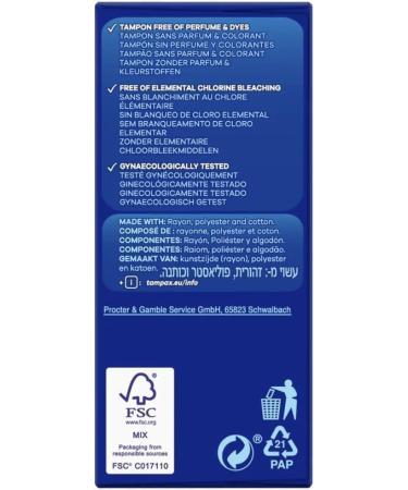 Cardboard Applicator Bundle with Tampax Blue Box 40 Tampons Bundle (2 Packs of 20) | Leak Protection | Super Absorbent | Fragrance-Free | with Oerich Mini Nail Files - Buy Online on GoSupps.com