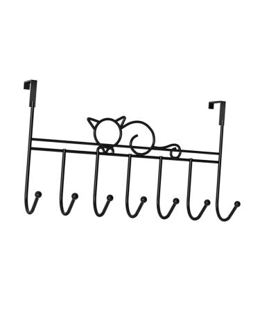 PRETYZOOM College Essentials 7 Door Hook s Woodsy Decor Hangers for Clothes Towel Hook Iron Hook Shelf Hanging Office 42X22CM Black