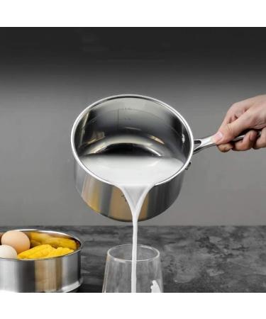 Nonstick Milk PanMilk Pan Cooking pots Milk Pan Household Multifunctional Stainless Steel Non-Stick Pan Inner Wall with Scale Label with Glass Cover - Buy Online on GoSupps.com