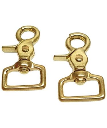 Hill Saddlery & Tack 2 Pack 1" Solid Brass Gold Scissor Swivel Trigger Snaps