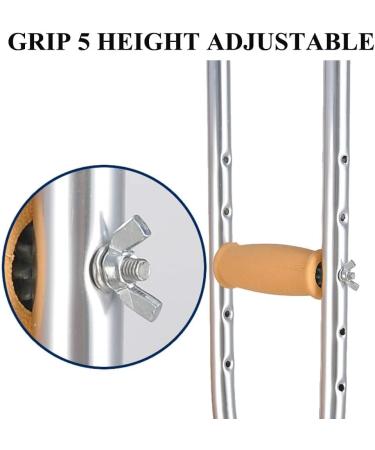 Crutches for Adults Underarm Axillary Crutches with Anti-Vibration Spring Crutch for Adults with Medical Comfortable Cushion 9 Adjustable in Height The Swelling Prevention and a Lucky Star - Buy Online on GoSupps.com