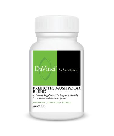DAVINCI Laboratories Prebiotic Mushroom Blend - Helps Support Gut & Immune Health with Reishi Maitake & Oyster Mushrooms* - Vegetarian Soy Free & Gluten Free - 60 Capsules (60 Servings)