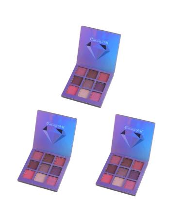 DOITOOL 3pcs 9 Eyeshadow Metallic Eye Shadow Palettes Makeup Palette Powder Eye Shadow Diamond 1 count (Pack of 1) Purplex3pcs