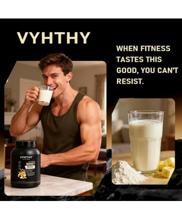 VYHTHY Banana Flavored Whey Protein Powder 24g Protein per Serving Fast-Absorbing Concentrated whey Protein Low Sugar Gluten-Free Natural Flavor 2 lbs/32 oz. - Buy Online on GoSupps.com