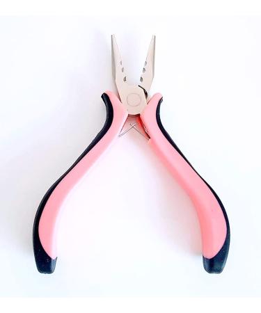 5'' Stainless Steel Pliers Tool for Nano and Micro Hair Extensions Application & Removal (3 Holes Plier) Black & Pink