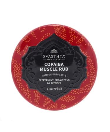 SVASTHYA BODY & MIND Copaiba Muscle Rub - Relieve Aching Sore Muscles & Joint and Back Pains Fast Acting Cooling Treatment Has Copaiba Essential Oils & Coconut Oil - Made in The USA 2 oz