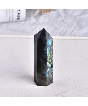 jingfei Moonstone Crystal Column Natural Labradorite Quartz Obelisk Crystal Column Wand Point Stone Home Decor 7-8cm - Buy Online on GoSupps.com