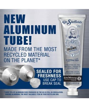 Dr. Sheffields Natural Toothpaste (Extra-Whitening) - Fluoride-Free, Great Taste, Fresh Breath, Whiter Teeth, Reduce Plaque - 2-Pack - Buy Online on GoSupps.com