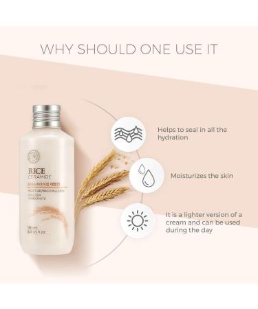 Rice & Ceramide Moisturizer Emulsion 150ml | Light Weight Face Moisturizer for Intense Moisturizing | Locks Moisture For 12 Hours For Soft And Glowing Skin | Korean Skin Care Products for - Buy Online on GoSupps.com