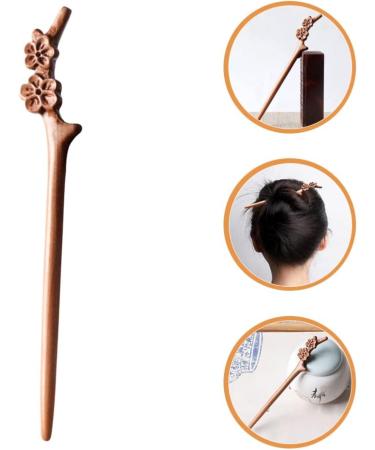 SHERCHPRY Chinese Hair Stick Peach Wood Hairpin Vintage Hair Clip Women's Hair Bun Pin - Buy Online on GoSupps.com