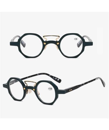 Retro Round Frame Reading Glasses Men Women Stylish Blue Light Blocking Readers With Spring Hinges(Couleur:Blue Grandeur:1.5x) - Buy Online on GoSupps.com