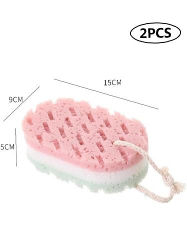 2Pcs Soft Bath Sponge Brush - Massage & Moisturizing Dead Skin Remover - Spa Foam Shower Scrubber with Rope Holder - Buy Online on GoSupps.com