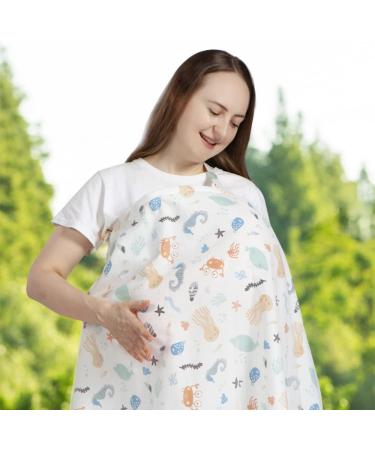 Boerni Large Nursing Cover - Full Privacy & Protection for Breastfeeding (White Ocean) - Buy Online on GoSupps.com