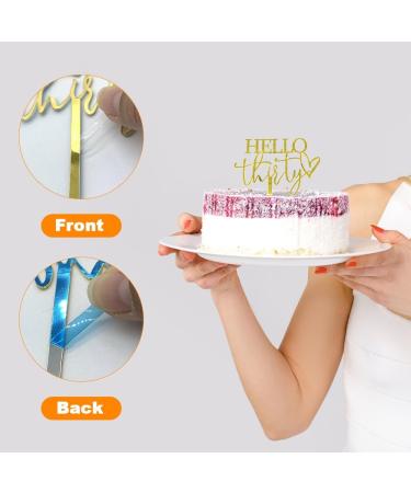 SwirlColor 30th Birthday Cake Topper Personalised Hello Thirty Cake Topper Gold Acrylic Cake Topper 30th Birthday Decorations with A card - Buy Online on GoSupps.com