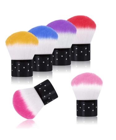 Kalolary 6Pcs Nail Art Dust Brush Remover Powder Cleaner Kabuki Brushes Makeup Powder Blush Brushes Nail Cleaning Brush Nail Art Tools for Cosmetic Makeup or Nail Art-Colorful