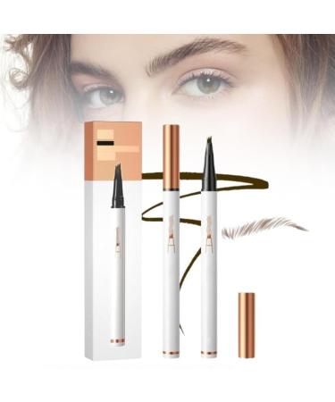 Eyebrow Pencil with 4 Fork Tip 3D Microblading - Magic Eyebrow Pencil Natural Makeup Fine Stroke Magic Eyebrow Pencil Long-Lasting Waterproof Eyebrow Pencil Stay on All Day (Light Brown)
