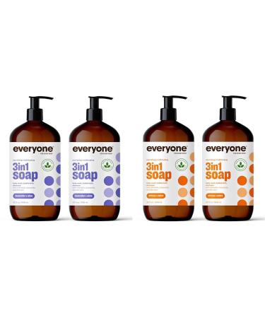 Everyone 3-in-1 Soap Body Wash Bubble Bath Shampoo 32 Ounce (Pack of 2) Lavender and Aloe & 3-in-1 Soap Body Wash Bubble Bath Shampoo 32 Ounce (Pack of 2) Citrus and Mint