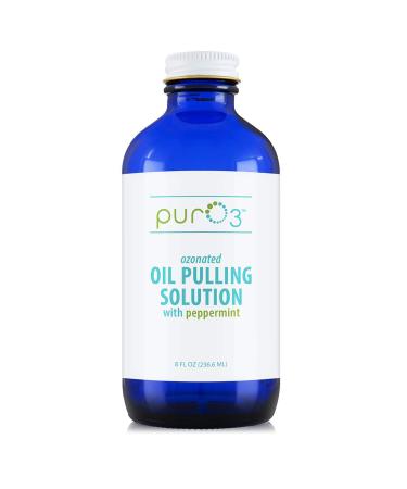 PurO3 Ozonated Oil Pulling Solution - Organic Ozonated Coconut Oil Pulling for Teeth and Gums - Ozone Infused Oil Pulling Solution - Non-Toxic Teeth & Gum Pulling Oil with Peppermint 8 oz
