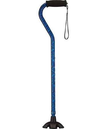 NOVA Sugarcane Walking Cane with Quad Tip Base & Carrying Strap - Blue Rain Waves Design - Buy Online on GoSupps.com