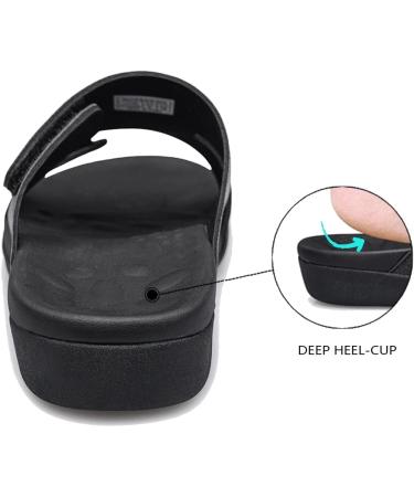 KAIDER Women's Arch Support Slides - Orthotic Adjustable Sandals for Flat Feet & Heel Pain - Size 10 Black - Buy Online on GoSupps.com